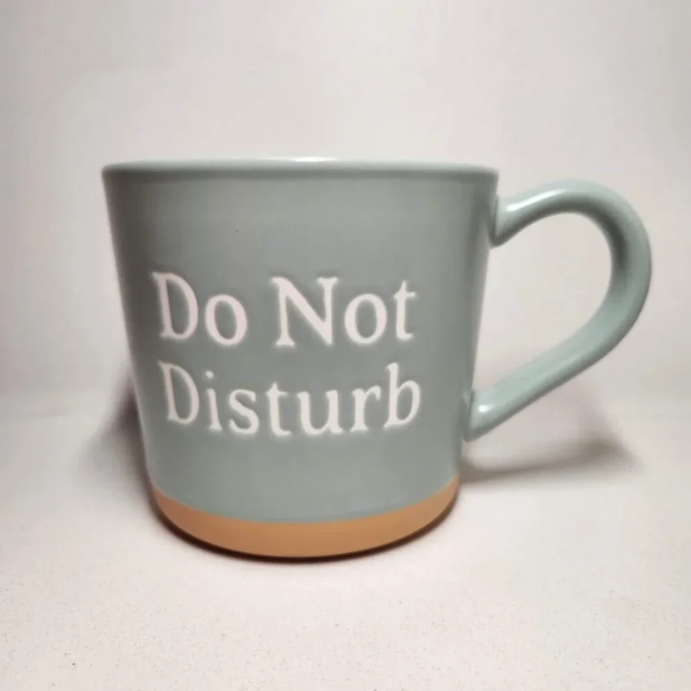 NEW DO NOT DISTURB Coffee Tea Mug Cup 15 Oz Stoneware Mint & Brown By Threshold